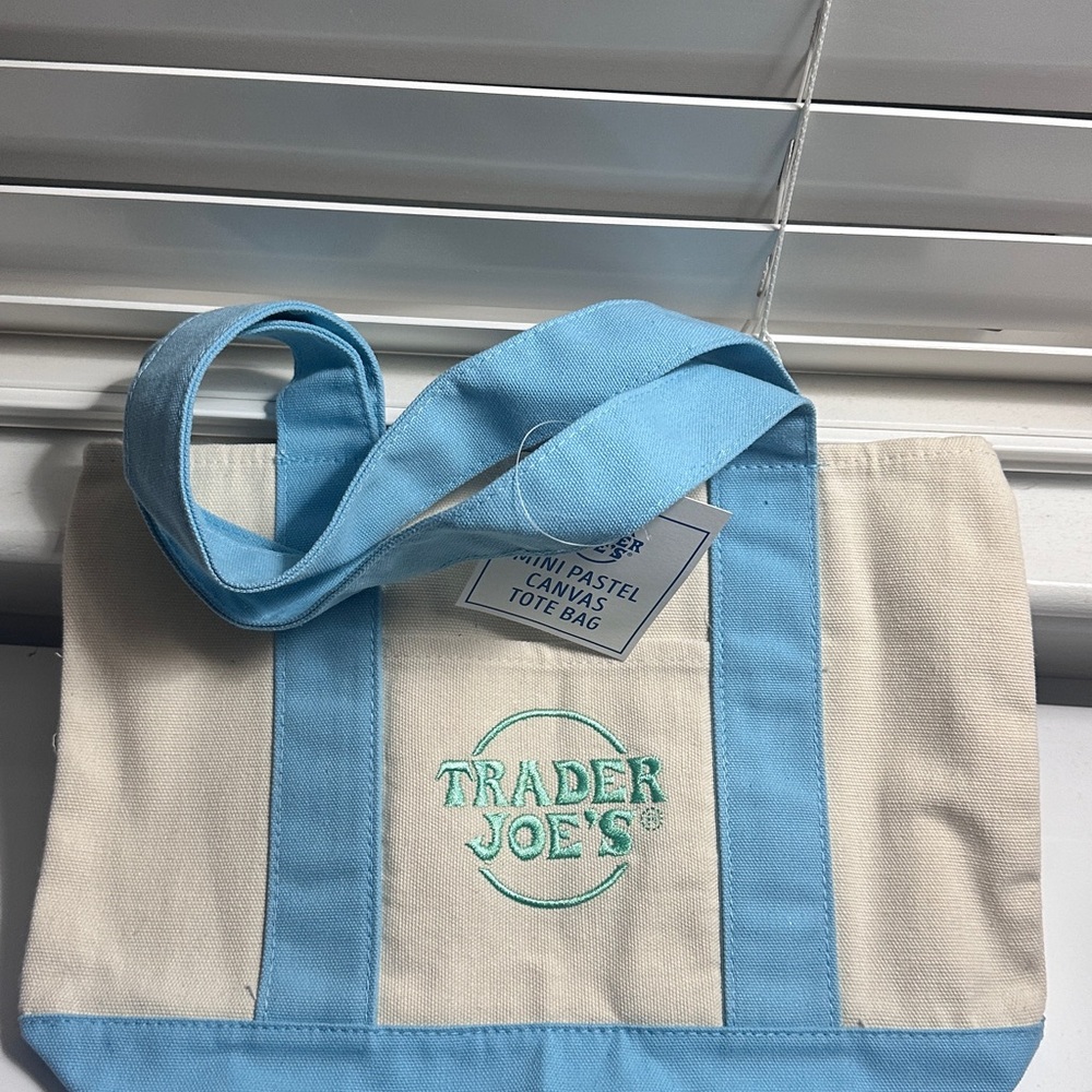 Trader Joe's Mini Pastel Canvas Tote Bag in Light Blue